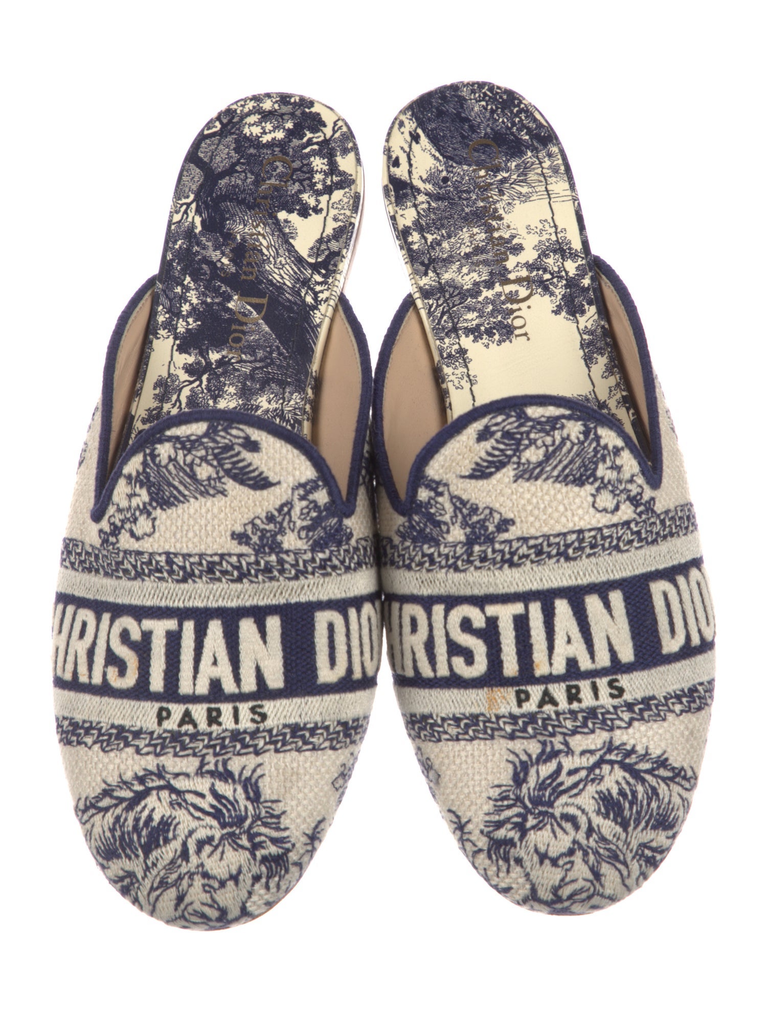 Christian Dior Canvas Printed Mules